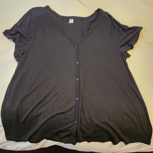 Ladies black button down top